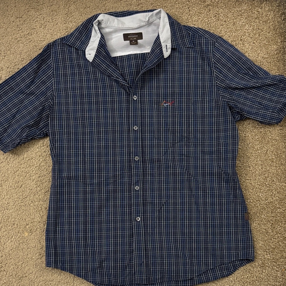 Greg Norman Collection Navy Plaid Short Sleeve Shirt